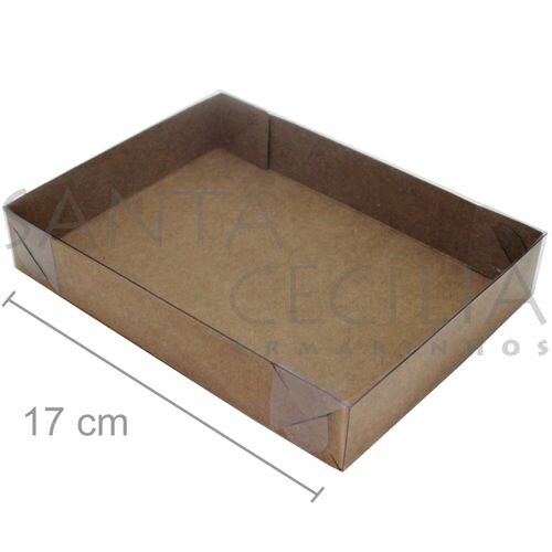 Caixa de Papel Kraft com Tampa de PVC CH-03 17x12,5x3 cm - 20un.