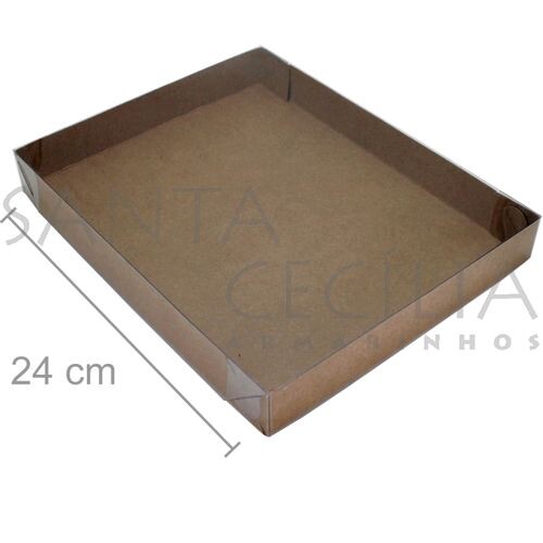 Caixa de Papel Kraft com Tampa de PVC CH-05 24x19x3 cm - 20un.