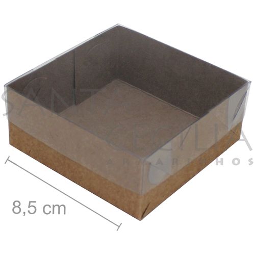 Caixa de Papel Kraft com Tampa de PVC CH-07 8,5x8,5x3,5 cm - 20un.