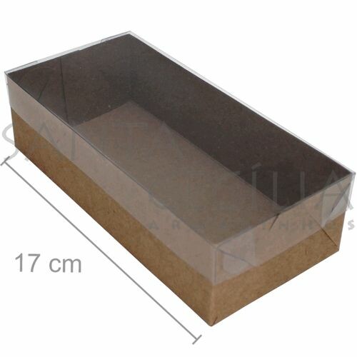 Caixa de Papel Kraft com Tampa de PVC CH-08 17x8x4,5 cm - 20un.