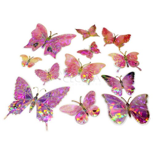 Borboleta Decorativa Holográfica 12 unid. Ref. T-12
