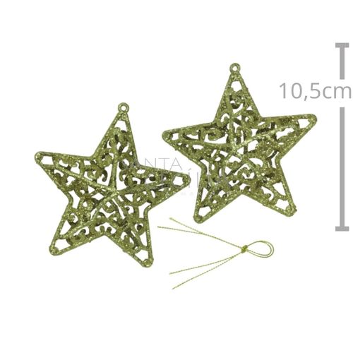 Enfeite Estrela com Glitter Dourado 2 Unid. Ref. HR24-338
