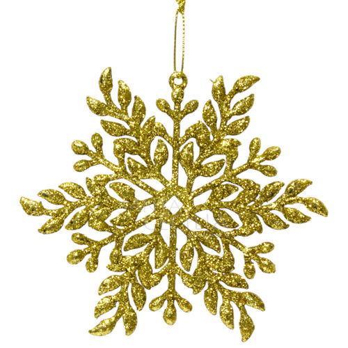 Enfeite de Natal Floco de Neve Dourado 3unid. - Ref. HR24-74