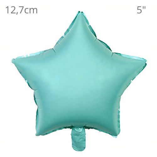 Balão Metalizado Estrela c/Canudo - Azul Bebê 12.7cm 6 unid. - REF. Q00607