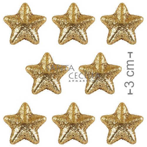 Enfeite de Natal - Estrelas com Glitter Ouro NTD13006 - 30 unid.