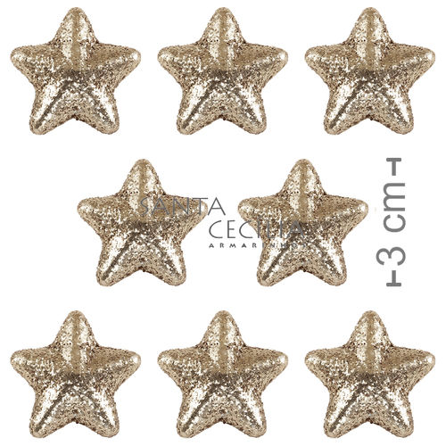 Enfeite de Natal - Estrelas com Glitter Ouro Velho NTD13006 - 30 unid.