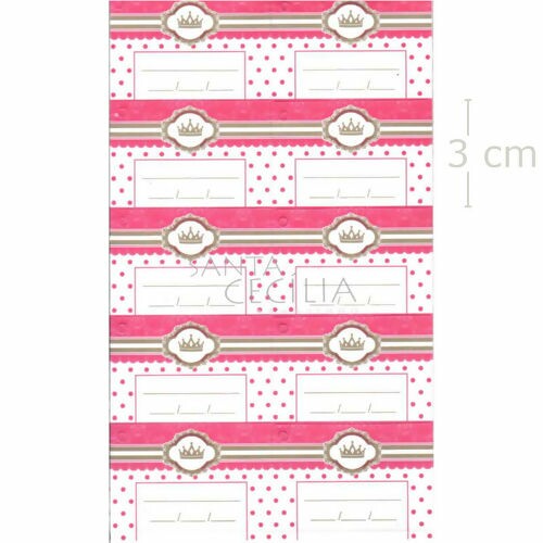 Etiqueta Tag para Lembrancinhas 50 unid. - Coroa Rosa