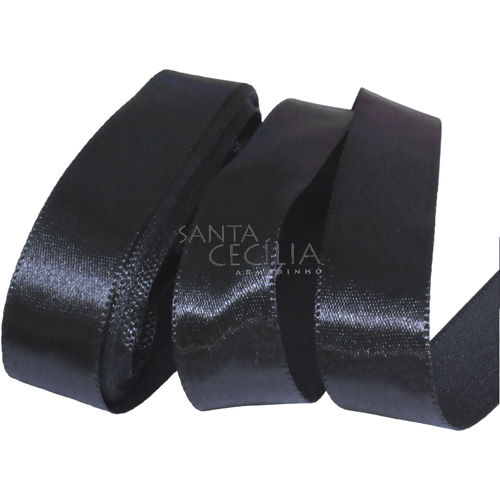 Fita de Cetim Face Simples N°3 - 16mm x 10m - Sinimbu  Preto - 016