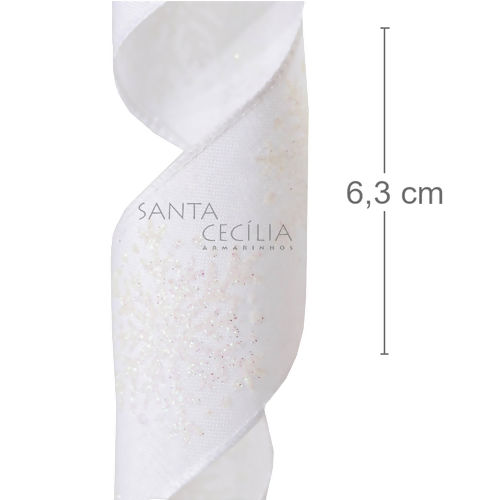 Fita Aramada de Natal 6,3cm x 9m - YJ9913 Floco de Neve