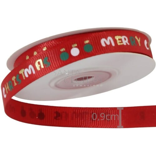 Fita de Gorgurão Estampada Merry Christmas Ref. ZM-06