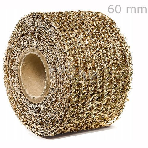Fita de Natal Metálica Tela Leve 6x9,5m - Dourada Ref.2539