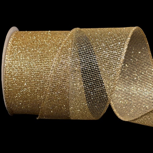 Fita Aramada de Natal 6cm x 9m Tela Ouro - Ref. 1740024-CN