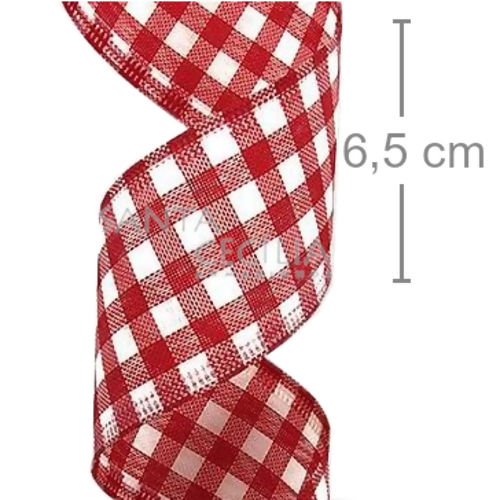 Fita de Natal 6,5cmx9m - Xadrez Vermelha Ref. 1225-8075