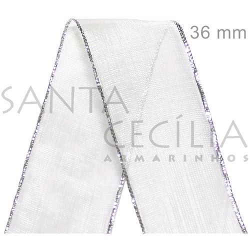 Fita Organza com Borda Prata 10m Ref. 9181/36