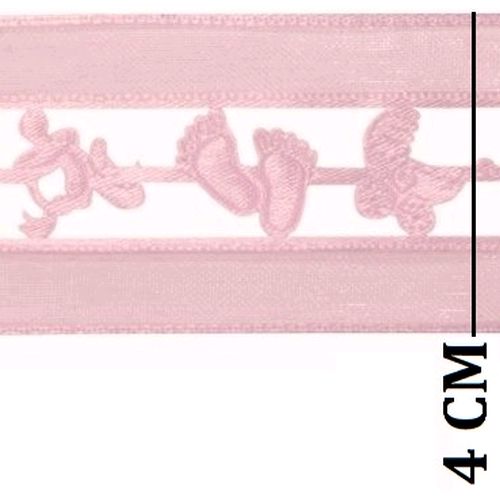Fita Bebê Organza e Cetim Rosa RIB13 - 20m