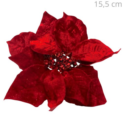 Flor Bico de Papagaio em Veludo Vermelho Ref. XY23-1366