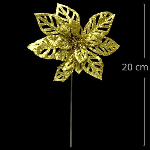 Poinsétia Decorativa Glitter Dourado Ref. 6370