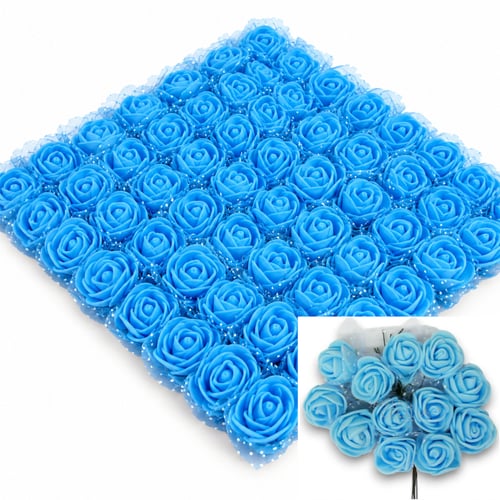 Flor em EVA com Tule 144 unidades Ref. 1505 - Azul