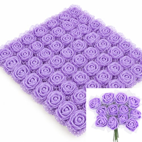 Flor em EVA com Tule 144 unidades Ref. 1505 - Lilás