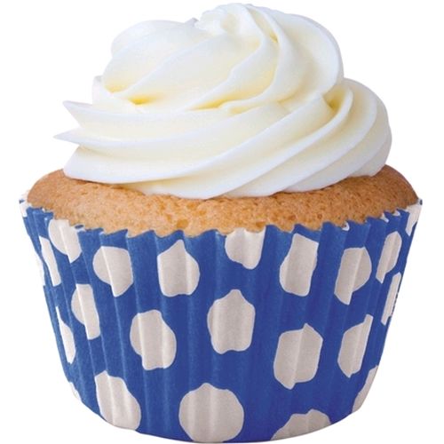 Forminha de Cupcake Azul Royal com Poá Branco 7 x 5 x 4 cm - 45 unid.