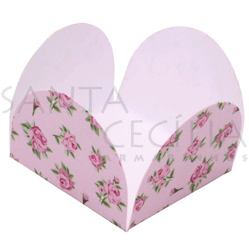 Forminha de Papel para Doces 4 Pétalas Floral Rosa - 50un