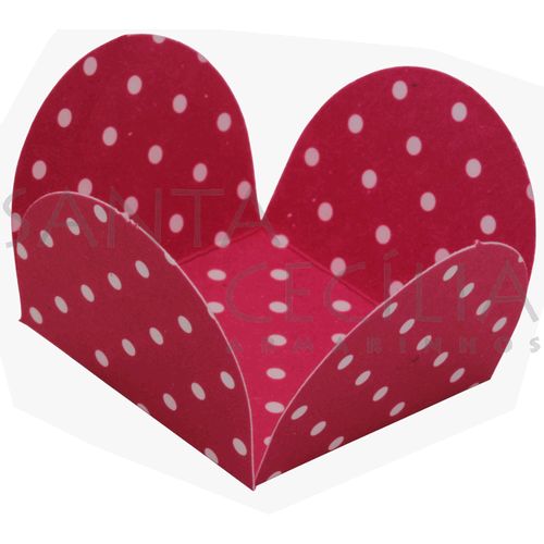 Forminha de Papel para Doces 4 Pétalas Póa Pink/Branco - 50un