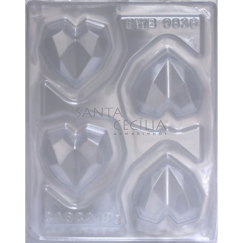 Forma de PVC com Silicone Trufa Coração Lapidado 18g Cod.9836
