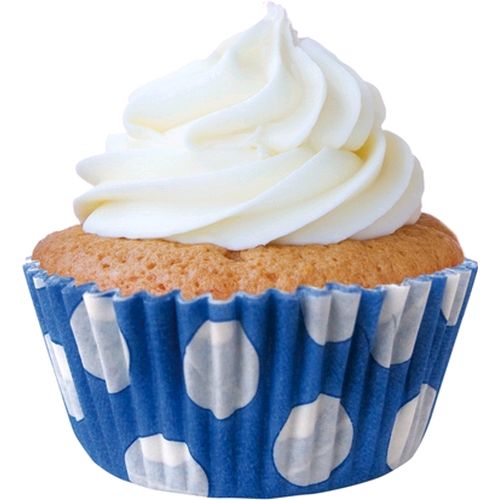 Forminha de Mini Cupcake Azul Royal poá Branco - 45 unid.