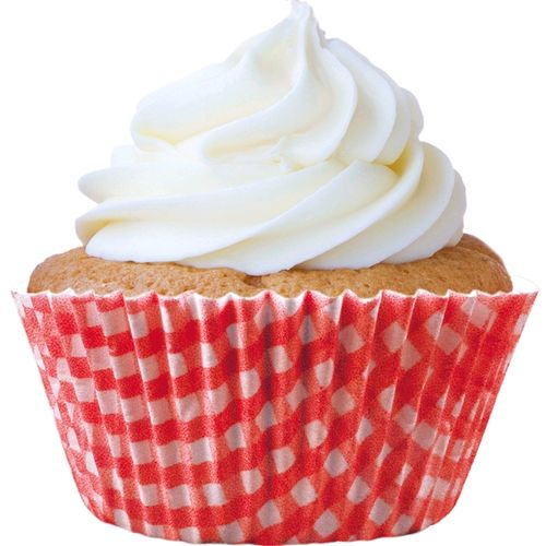 Forminha de Mini Cupcake Xadrez Vermelho 6 x 3,5 x 2,5 - 45 unid.
