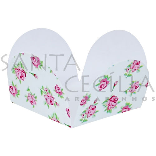 Forminha de Papel para Doces 4 Pétalas Floral Branco - 50un