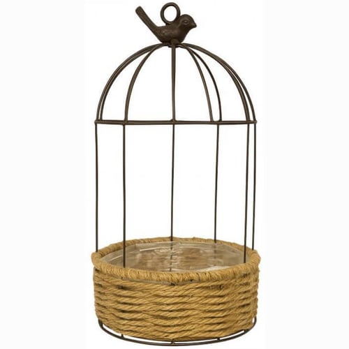 Gaiola Aramada Redonda com Sisal 34cm Ref. QX24133 S/2B