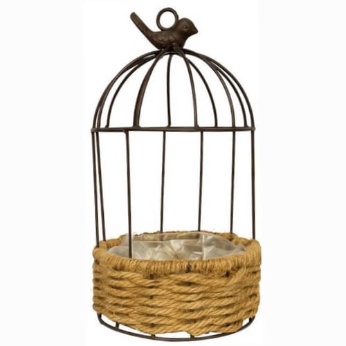 Gaiola Aramada Redonda com Sisal 28cm Ref. QX24133 S/2C