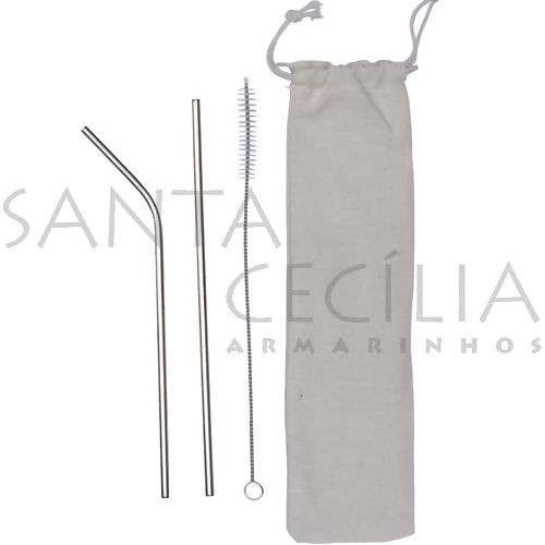 Kit Canudos em Aço Inox com Saco de Algodão Ref.304