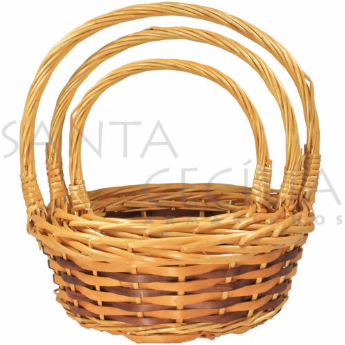 Cesta de Fibra Natural Redonda Ref. W6-2 - kit com 3 unidades