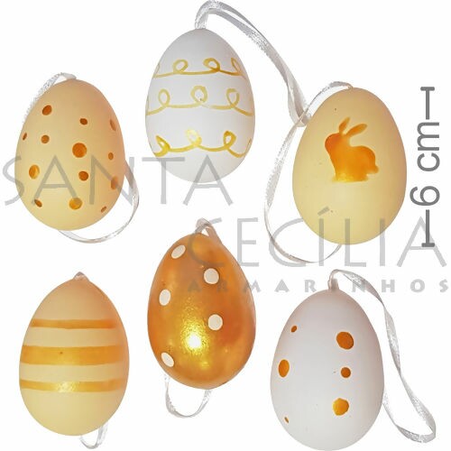 Ovos de Plástico - 6 unidades - Dourado