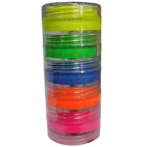Kit Tinta Facial Neon 5 Potes com 4 gramas Ref. 0505