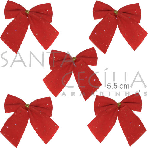 Enfeite de Natal - Laço Vermelho com Brilho - 12 unid. NTA12501