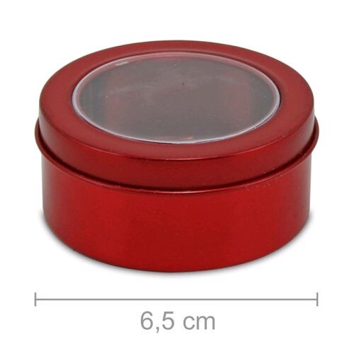 Caixa Metal Redonda com Visor A9 - Vermelho 