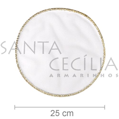 Organza Redonda 25 cm - Branca com Borda Ouro - 25 unidades