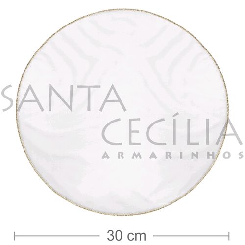 Organza Redonda 30 cm - Branca com Borda Ouro - 25 unidades