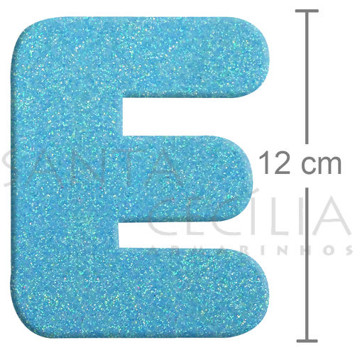 Letra em EVA Azul Bebê com Glitter - E