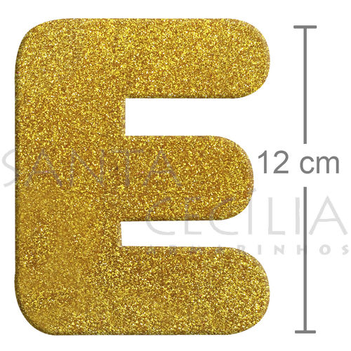 Letra em EVA Ouro com Glitter - E