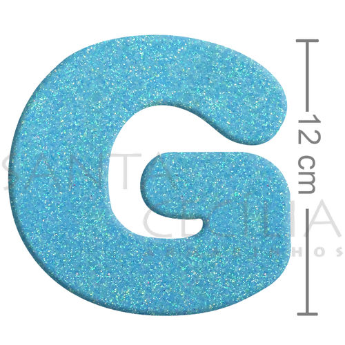 Letra em EVA Azul Bebê com Glitter - G