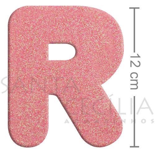 Letra em EVA Rosa Bebê com Glitter - R