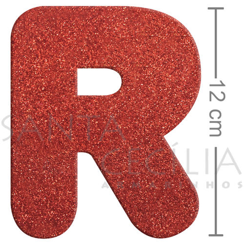 Letra em EVA Vermelho com Glitter - R