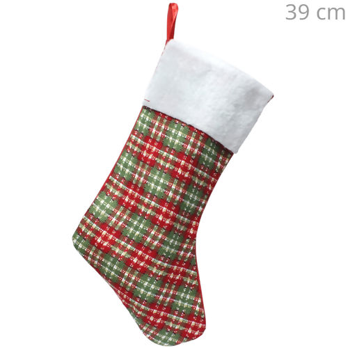 Bota de Natal 39cm - Ref. 22480 - Xadrez Vermelha Verde
