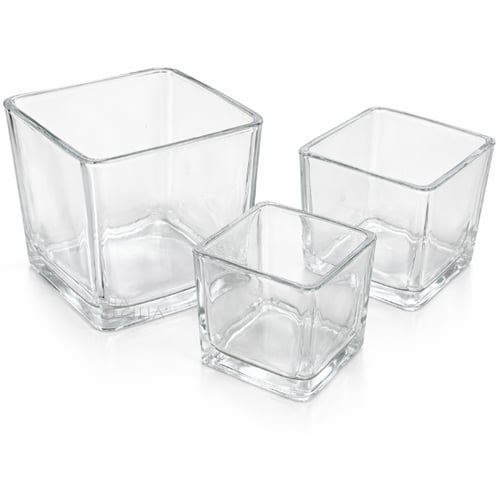 kit Mini Vasos de Vidro - 7x7,5cm - 6x6cm - 5x5cm