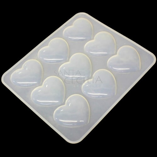 Molde de Silicone para Resina 9 Cavidades - Coração - Ref. SM002