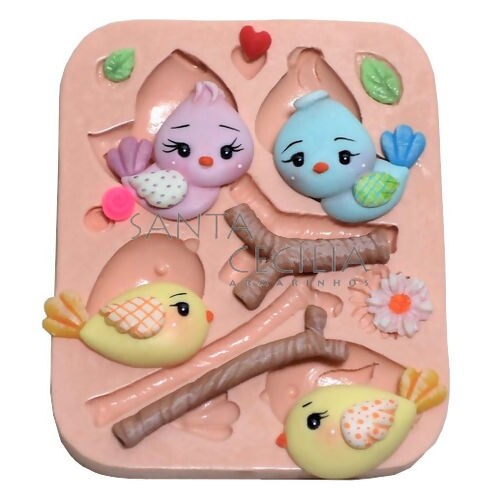 Molde de Silicone - Pássaros Ref. 861
