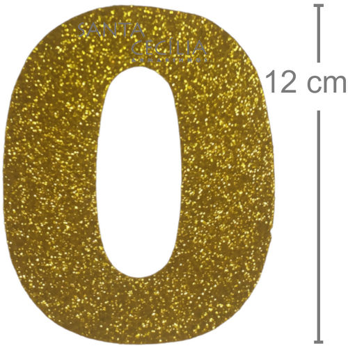 Número em EVA Glitter Ouro - 0